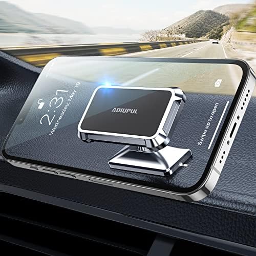 מחזיק טלפון של Adiupul למתכת לרכב [עדכון 2022] הרכב מגנטי רכב מגנטי מובנה 8x לוח מחוונים מגנט רכב קל להתקין סופר